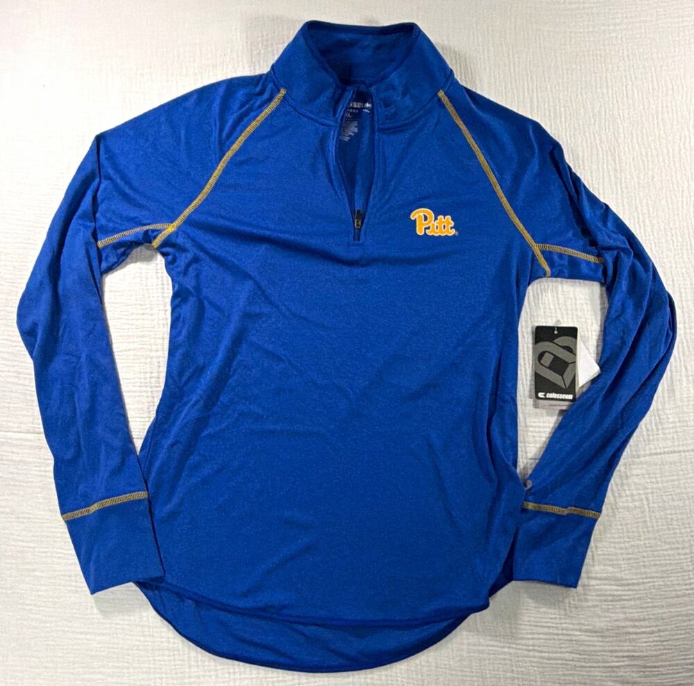 Colosseum Pitt Panthers 1/4 Zip Pullover Jacket Women’s XL Blue Gold